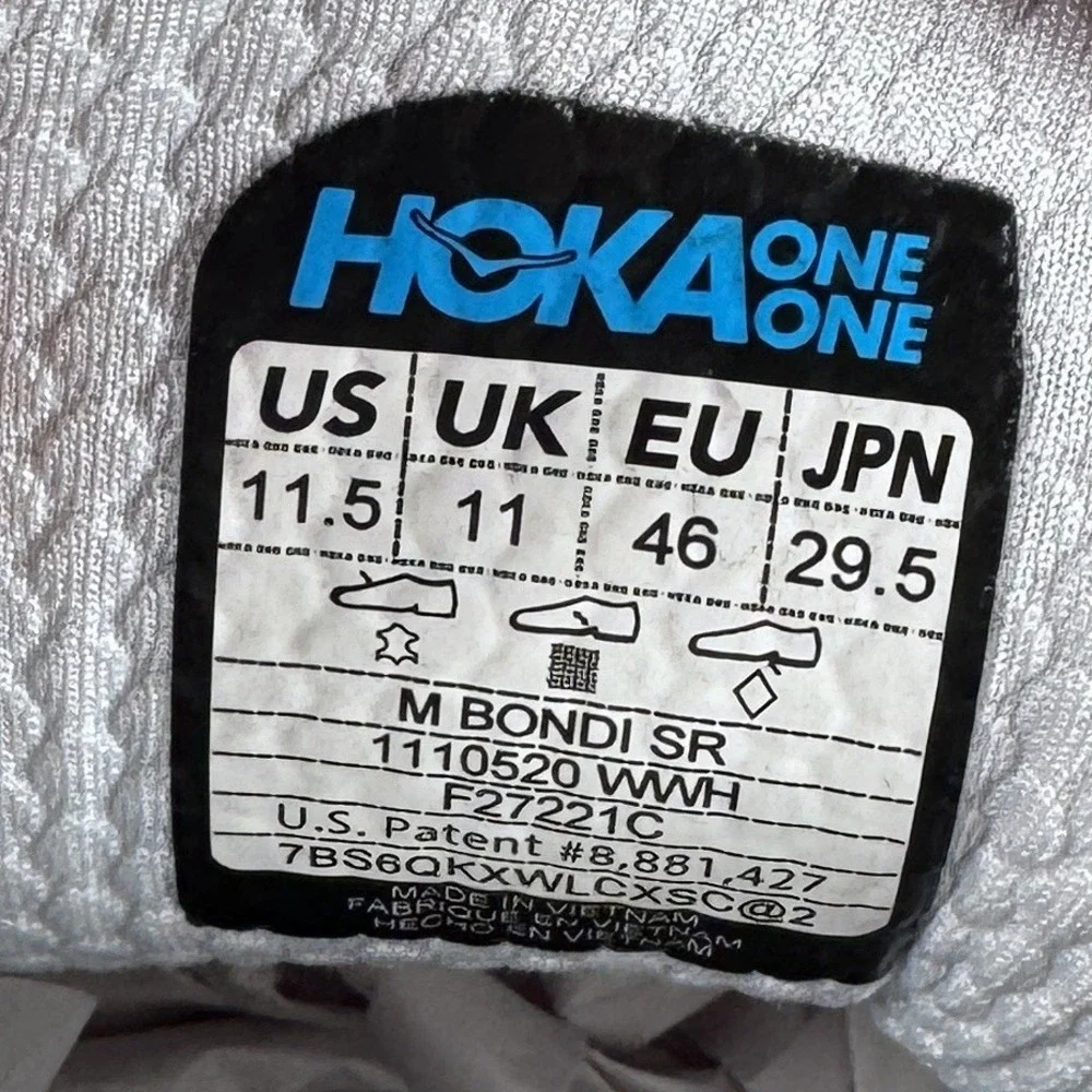 Hoka Bondi SR Mens 11.5 White Leather Work Industry Shoes Non Slip 1110520 WWH